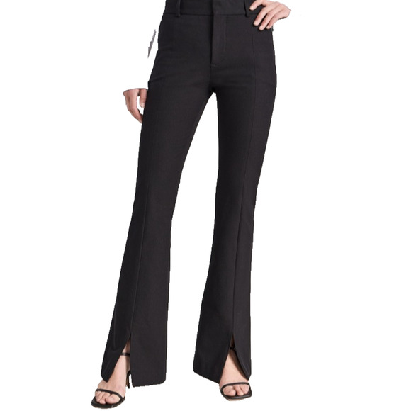 Frame Womens Black Stretch Slit Front Wide Flare Leg Classic Ponte Knit Pant 6 - Picture 2 of 11